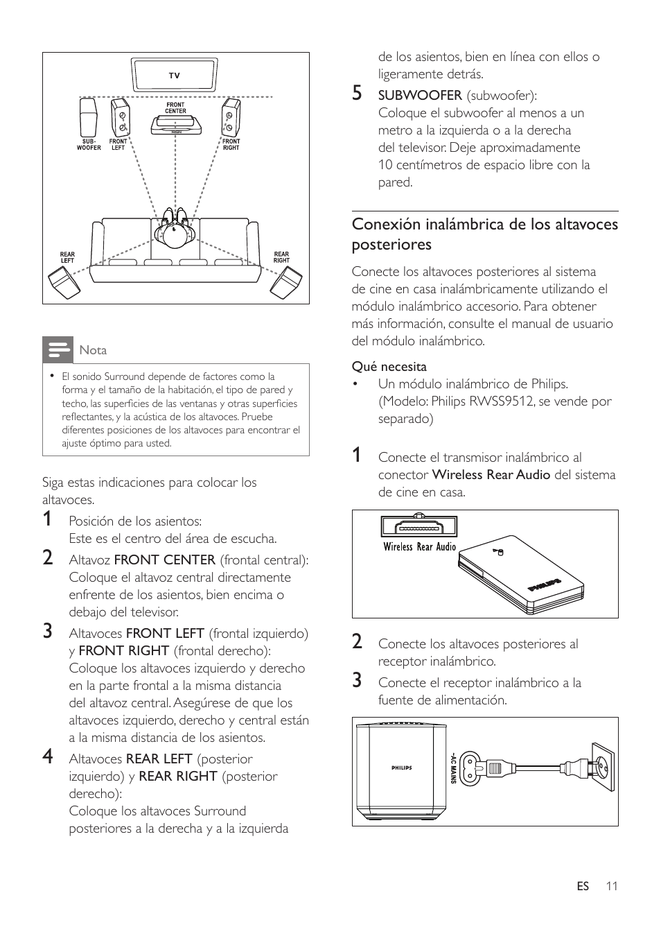 Philips Fidelio Immersive Sound Sistema de cine en casa 5.1 User Manual | Page 13 / 58