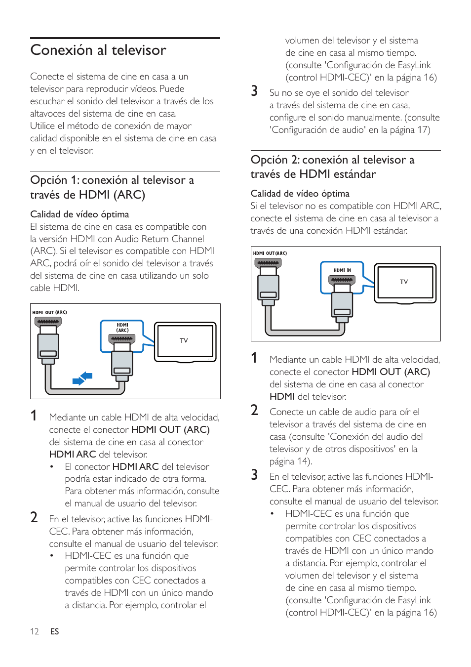 Conexión al televisor | Philips Fidelio Immersive Sound Sistema de cine en casa 5.1 User Manual | Page 14 / 58