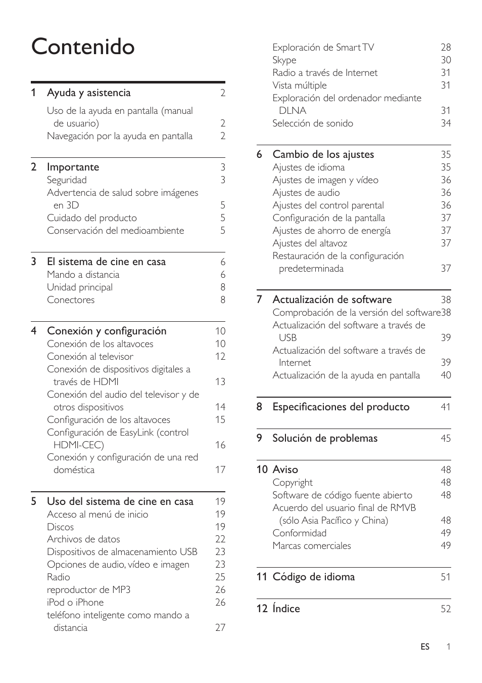 Philips Fidelio Immersive Sound Sistema de cine en casa 5.1 User Manual | Page 3 / 58