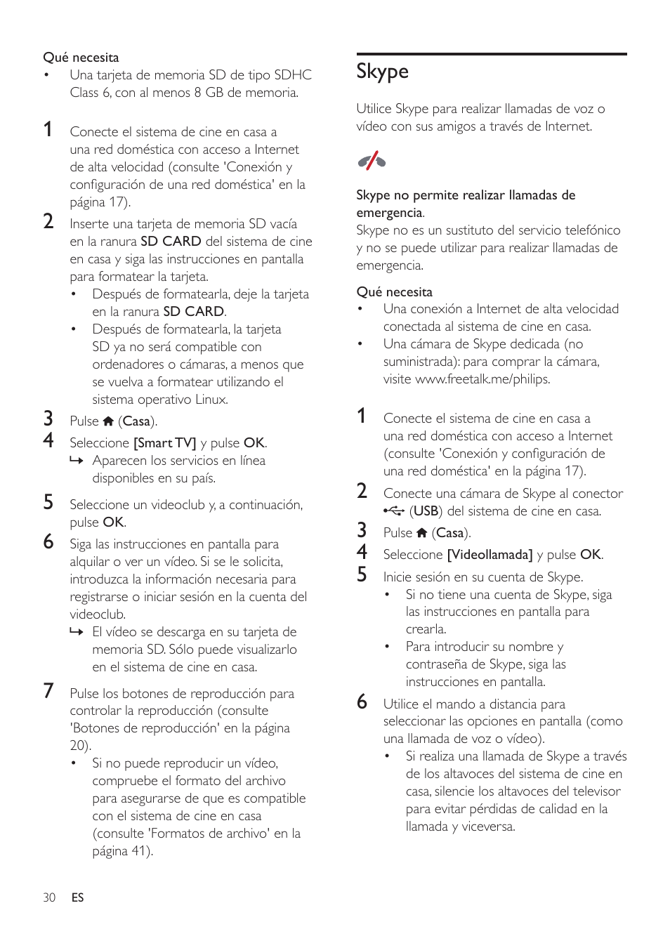 Skype | Philips Fidelio Immersive Sound Sistema de cine en casa 5.1 User Manual | Page 32 / 58