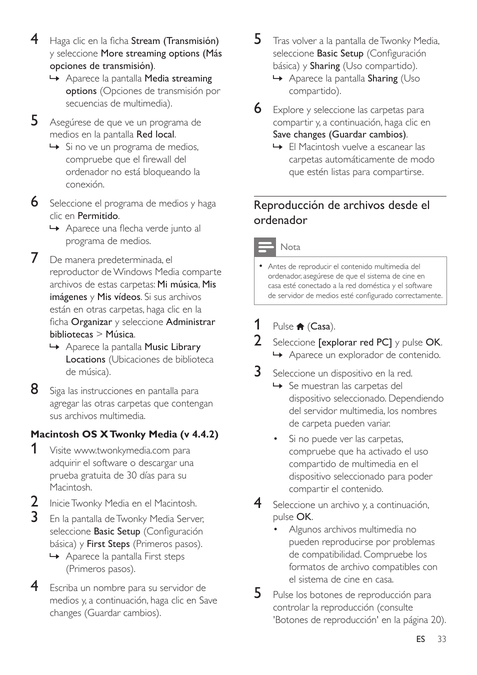 Twonky media para mac | Philips Fidelio Immersive Sound Sistema de cine en casa 5.1 User Manual | Page 35 / 58