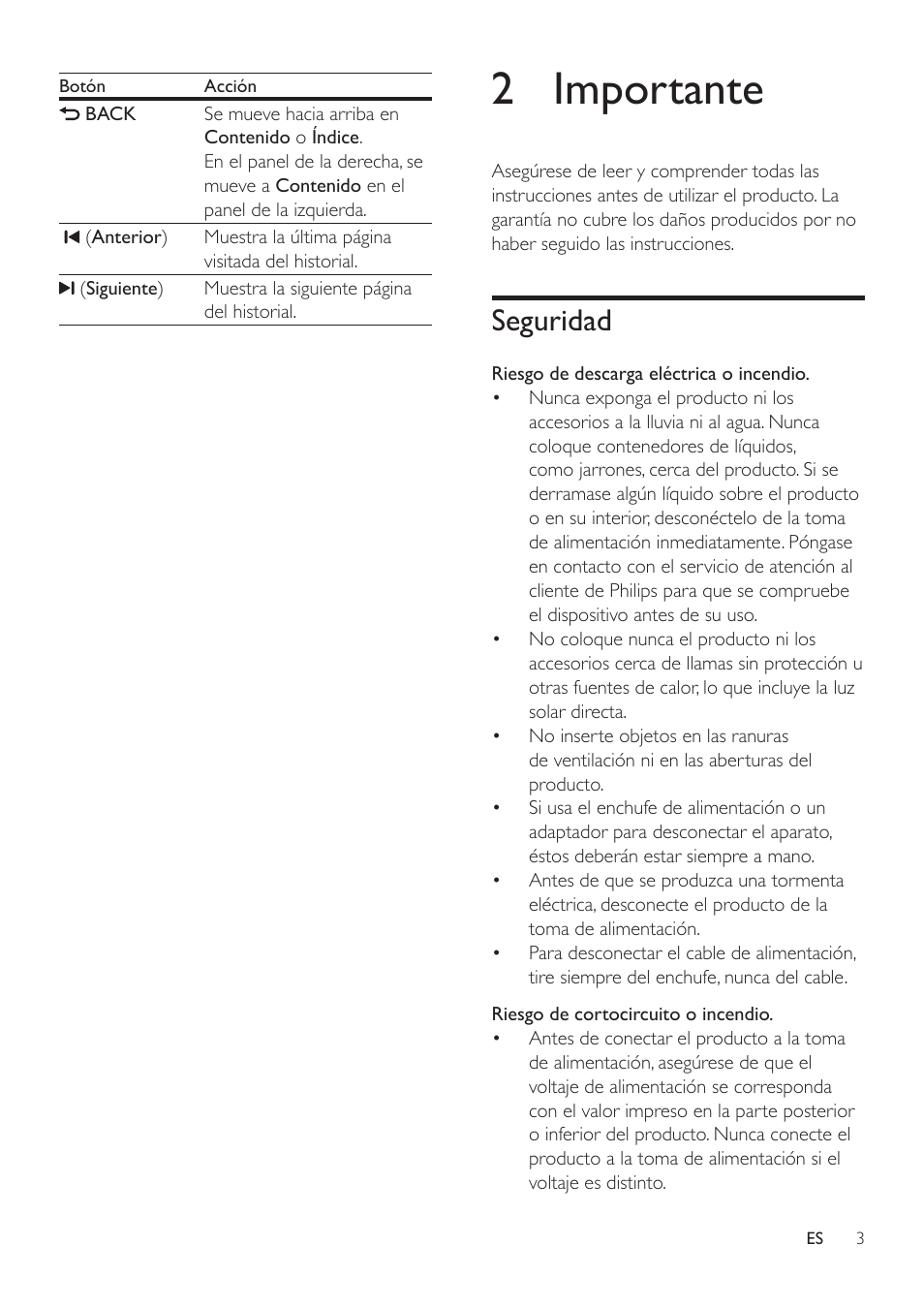 2 importante, Seguridad | Philips Fidelio Immersive Sound Sistema de cine en casa 5.1 User Manual | Page 5 / 58