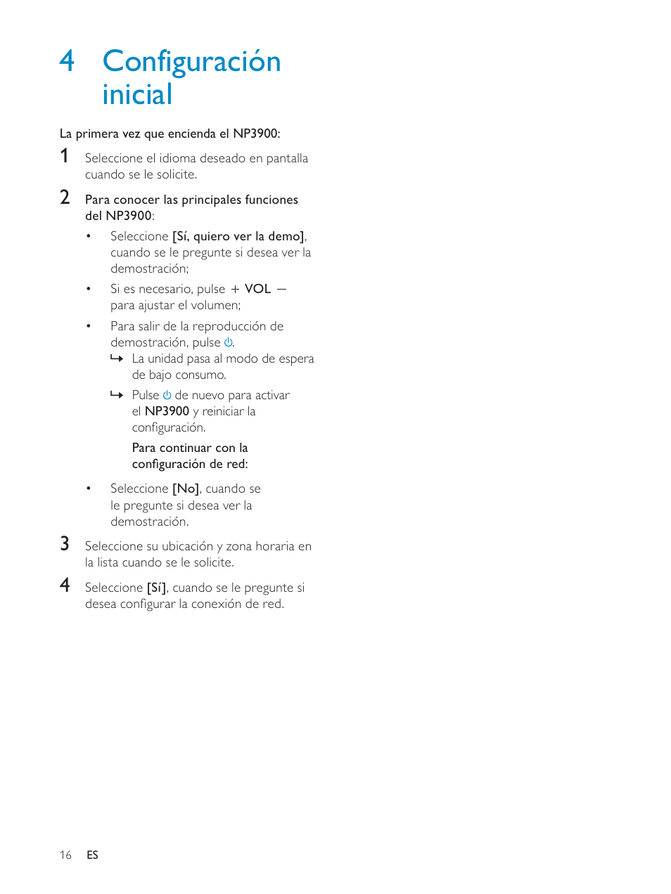 4 configuración inicial | Philips Streamium Sistema Hi-Fi inalámbrico para Android™ User Manual | Page 15 / 55