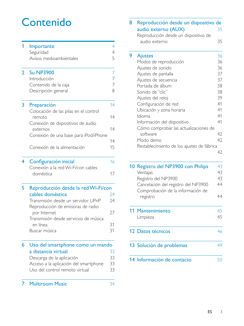 Philips Streamium Sistema Hi-Fi inalámbrico para Android™ User Manual | Page 2 / 55