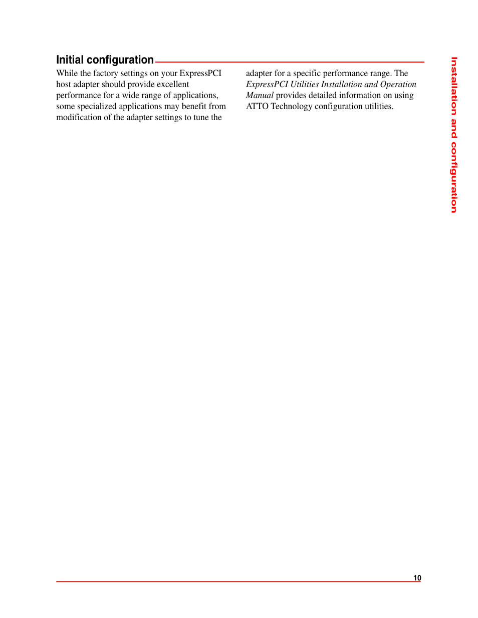 Initial configuration | ATTO Technology ExpressPCI FC 3321 User Manual | Page 15 / 23