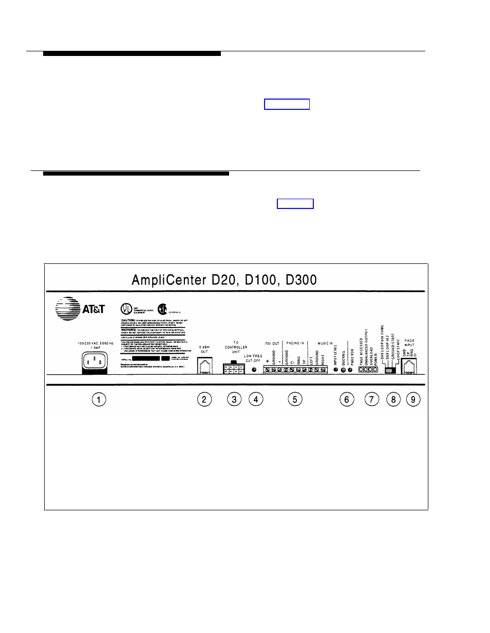 Universal approvals, Controls and indicators, terminals and connectors, 1. amplicenter controls and indicators | Terminals and connectors | AT&T PagePac Plus AmpliCenter User Manual | Page 19 / 48