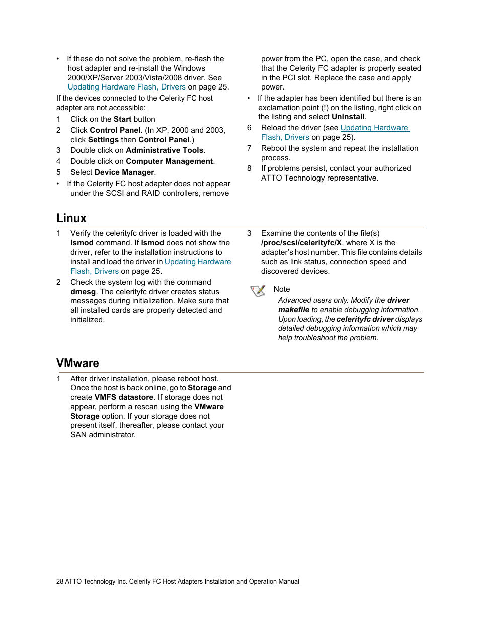 Linux, Vmware, Linux vmware | ATTO Technology FC-42ES User Manual | Page 32 / 42