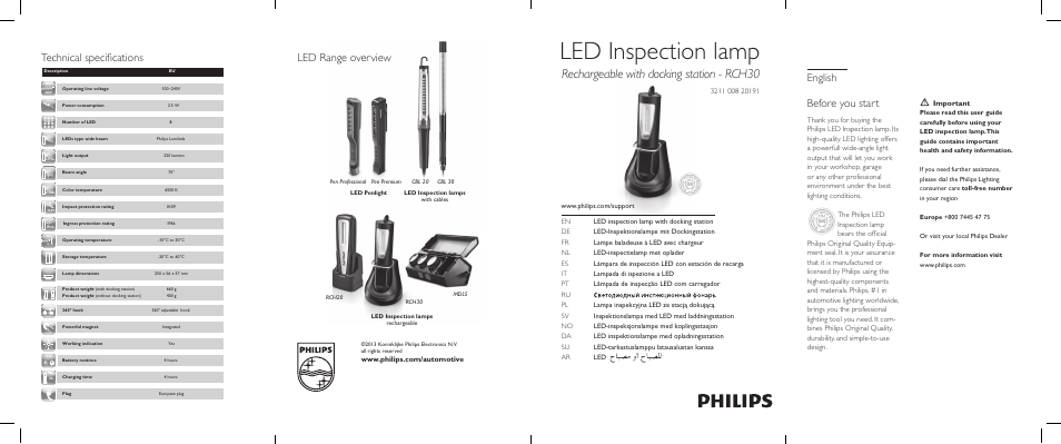 Philips LED Inspection lamps RCH30 User Manual | 2 pages