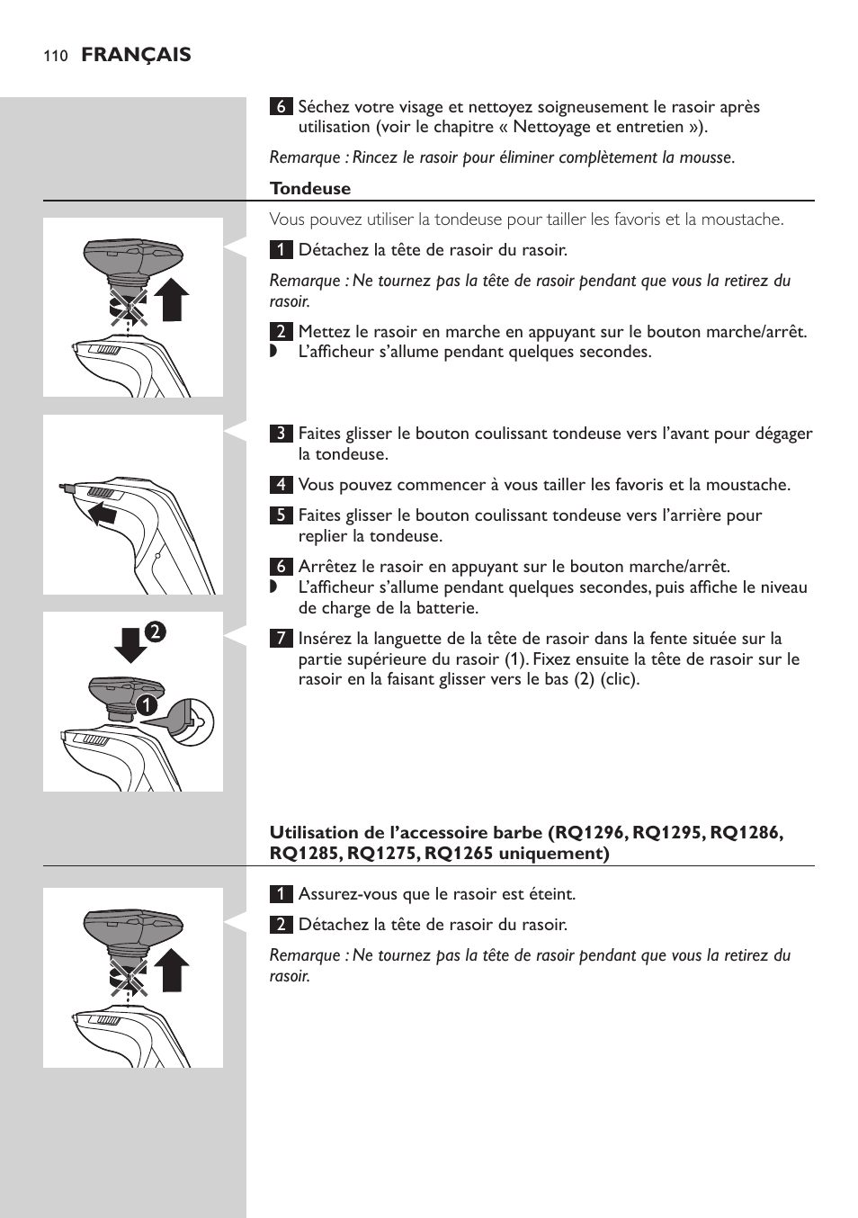 Philips SHAVER Series 9000 SensoTouch afeitadora eléctrica en húmedo y seco User Manual | Page 110 / 320