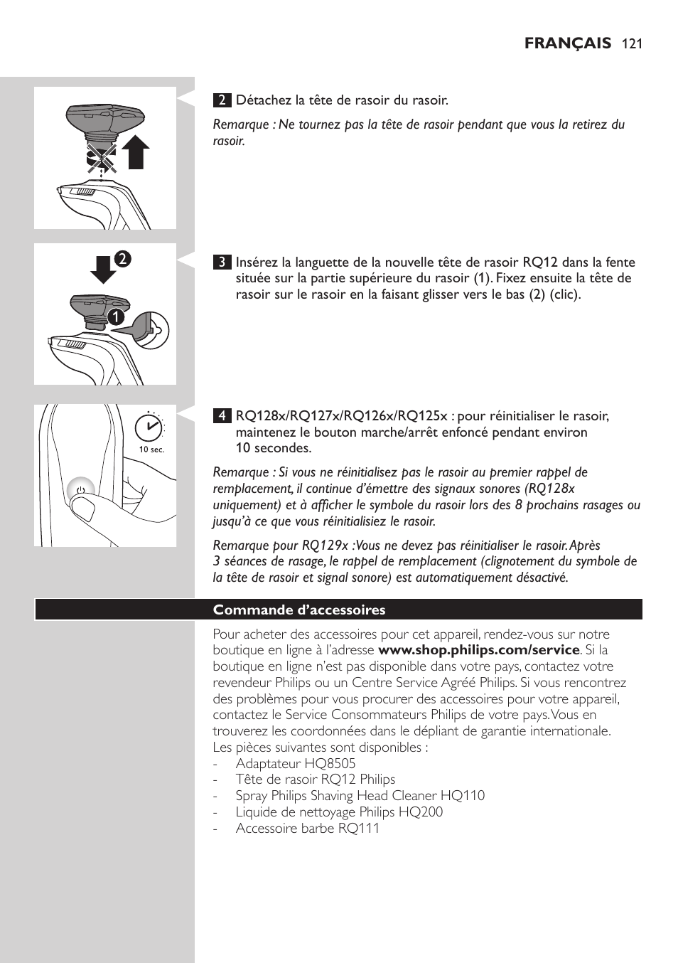 Philips SHAVER Series 9000 SensoTouch afeitadora eléctrica en húmedo y seco User Manual | Page 121 / 320