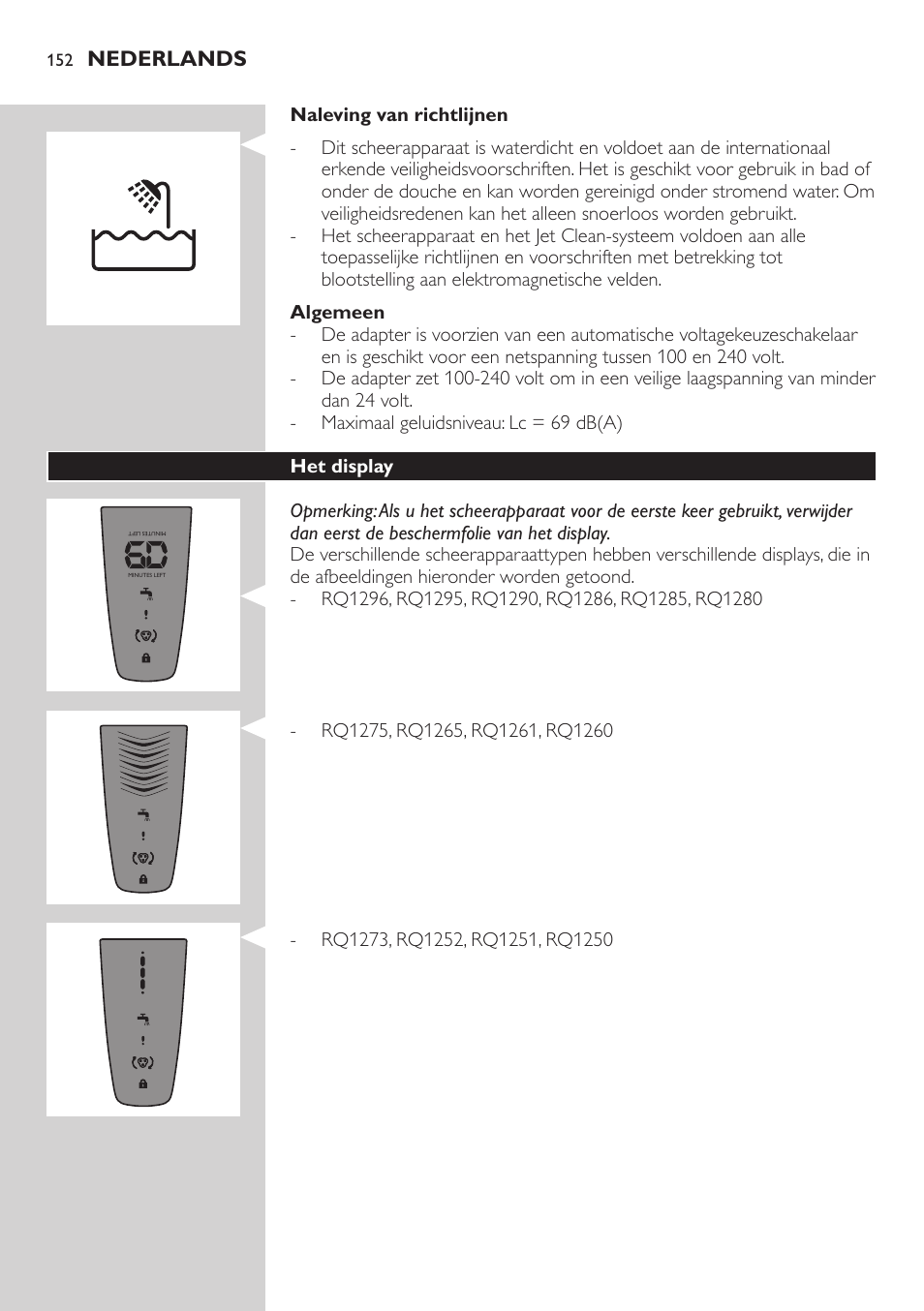 Philips SHAVER Series 9000 SensoTouch afeitadora eléctrica en húmedo y seco User Manual | Page 152 / 320