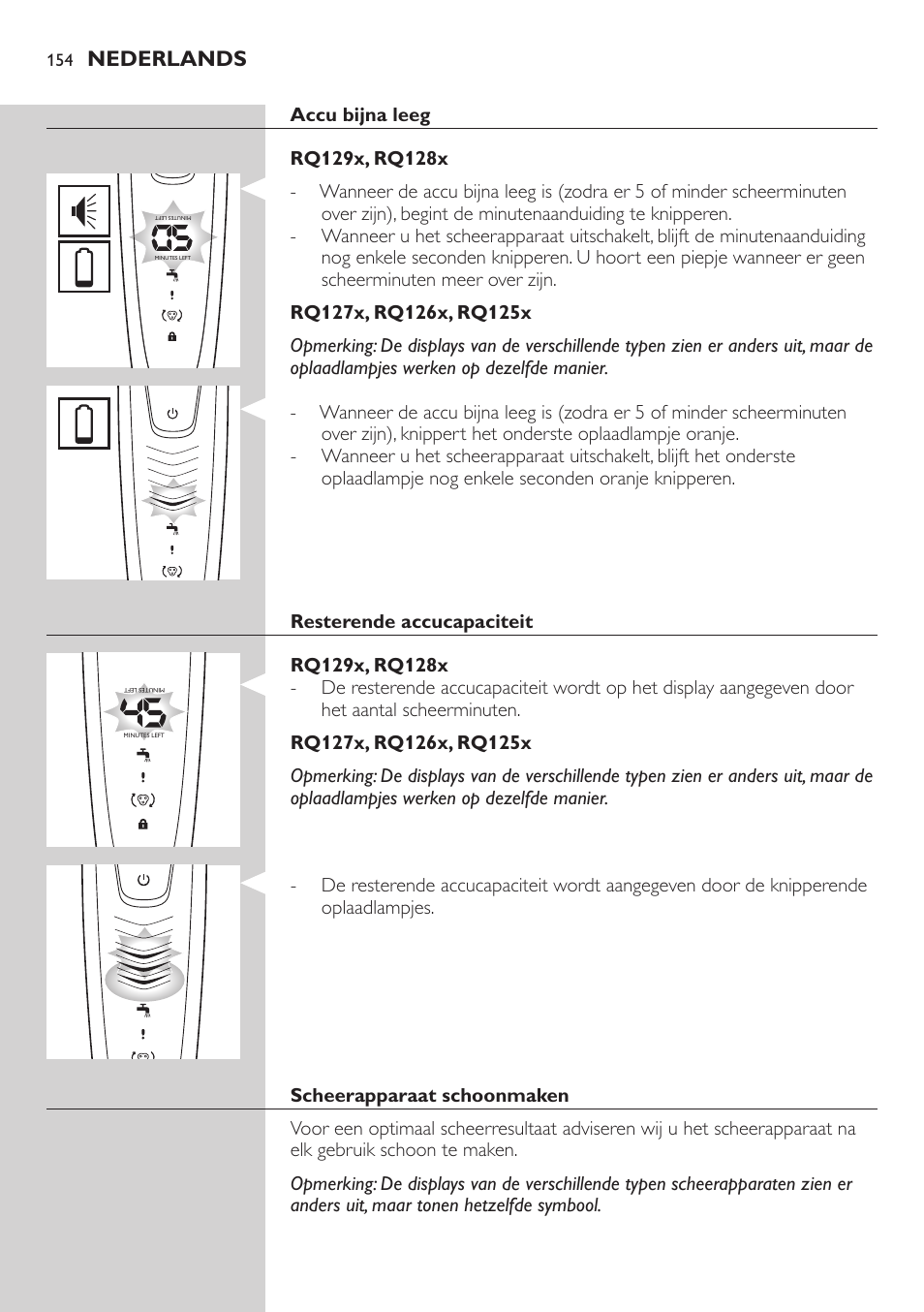 Nederlands | Philips SHAVER Series 9000 SensoTouch afeitadora eléctrica en húmedo y seco User Manual | Page 154 / 320