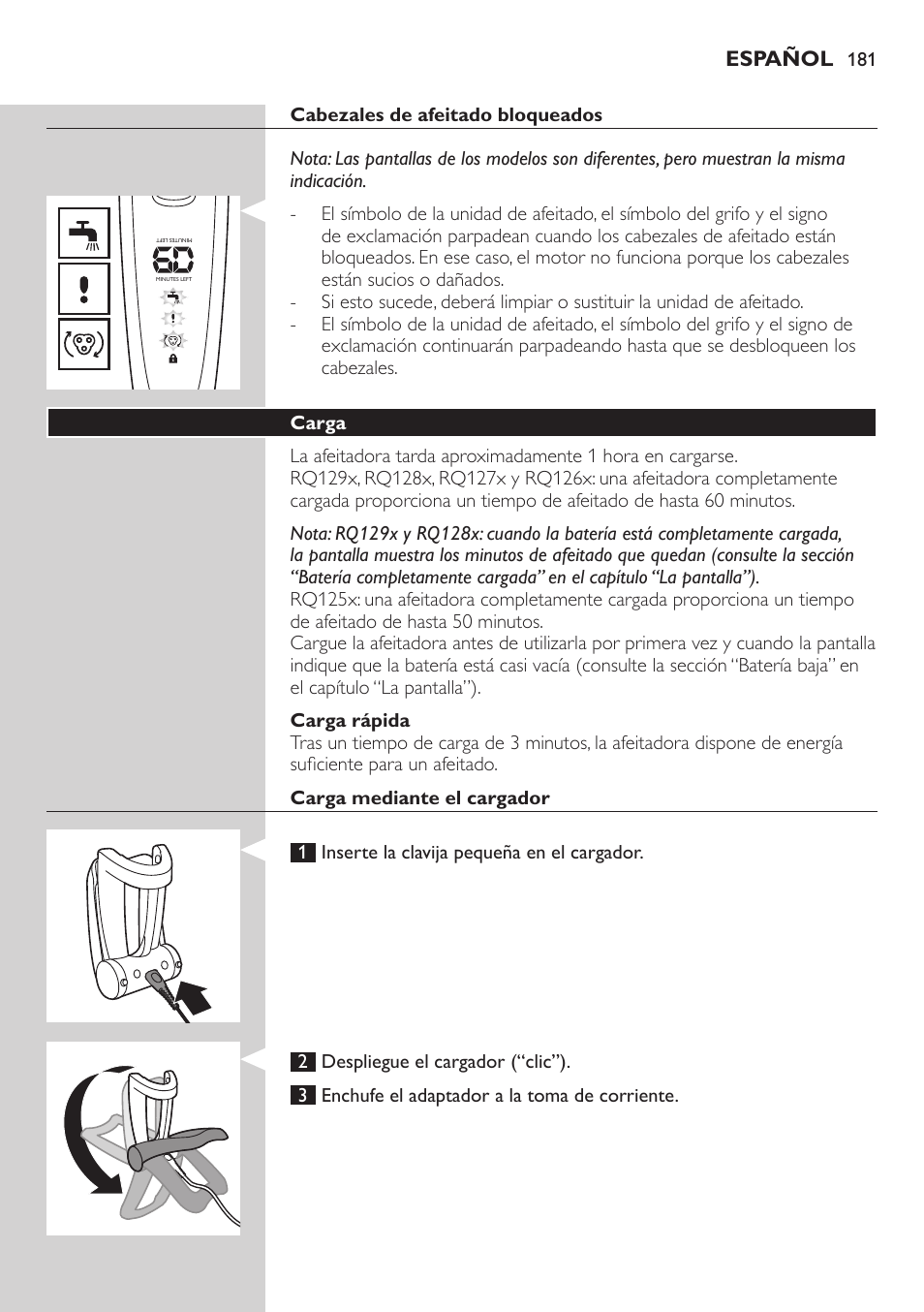 Philips SHAVER Series 9000 SensoTouch afeitadora eléctrica en húmedo y seco User Manual | Page 181 / 320