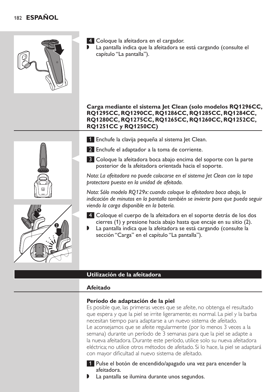 Philips SHAVER Series 9000 SensoTouch afeitadora eléctrica en húmedo y seco User Manual | Page 182 / 320