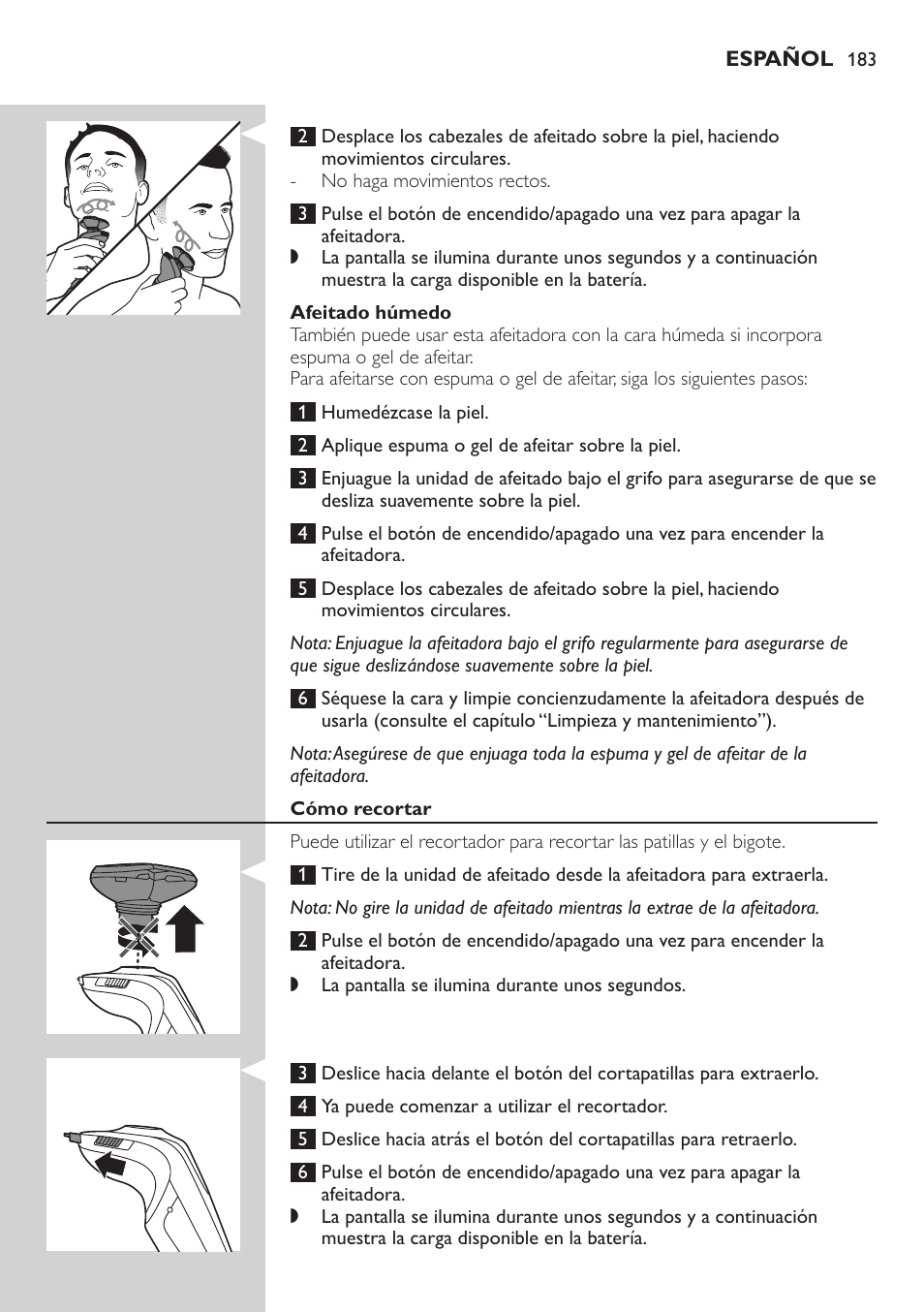 Philips SHAVER Series 9000 SensoTouch afeitadora eléctrica en húmedo y seco User Manual | Page 183 / 320