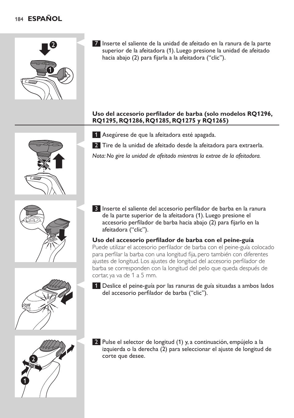 Philips SHAVER Series 9000 SensoTouch afeitadora eléctrica en húmedo y seco User Manual | Page 184 / 320