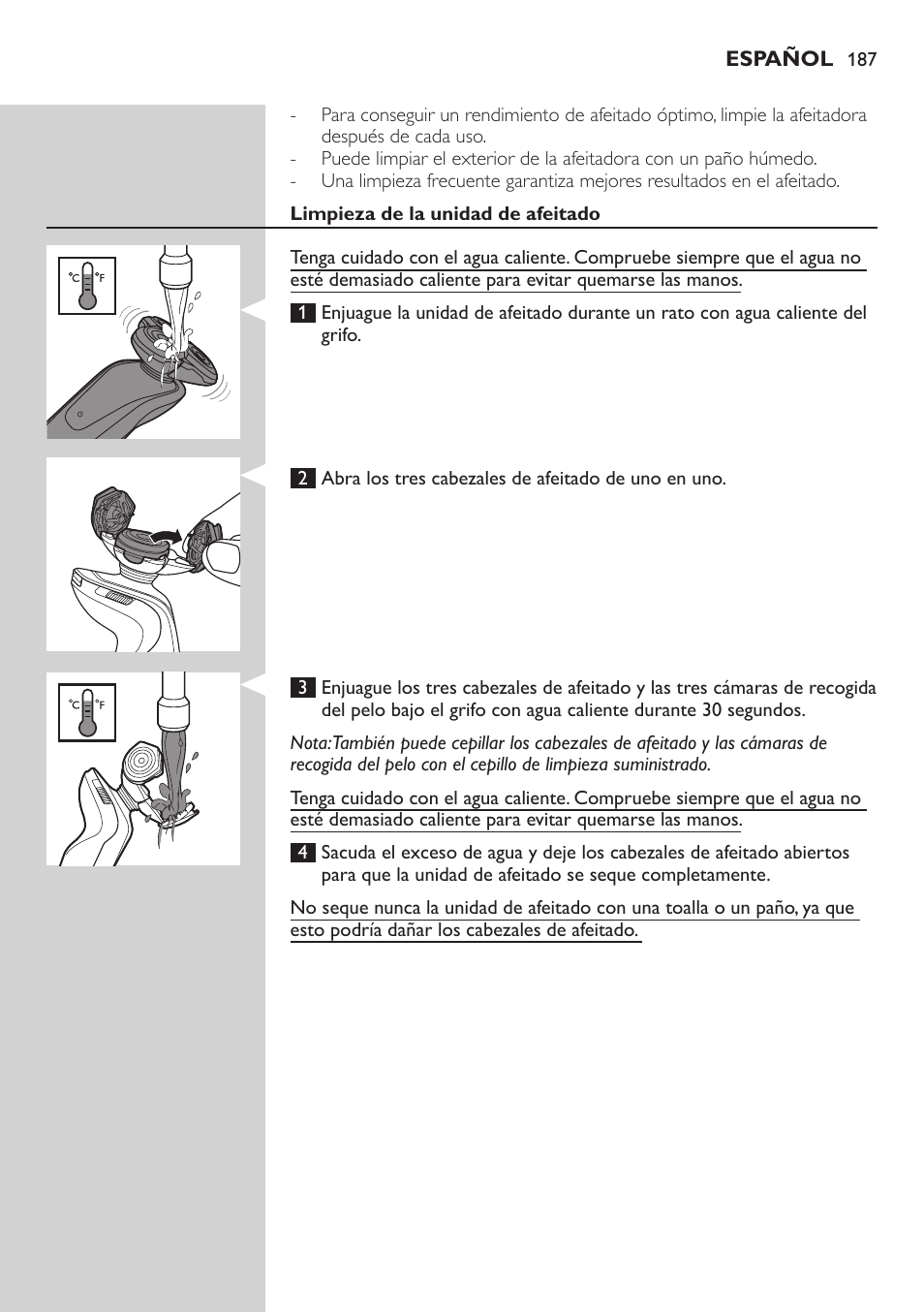 Philips SHAVER Series 9000 SensoTouch afeitadora eléctrica en húmedo y seco User Manual | Page 187 / 320