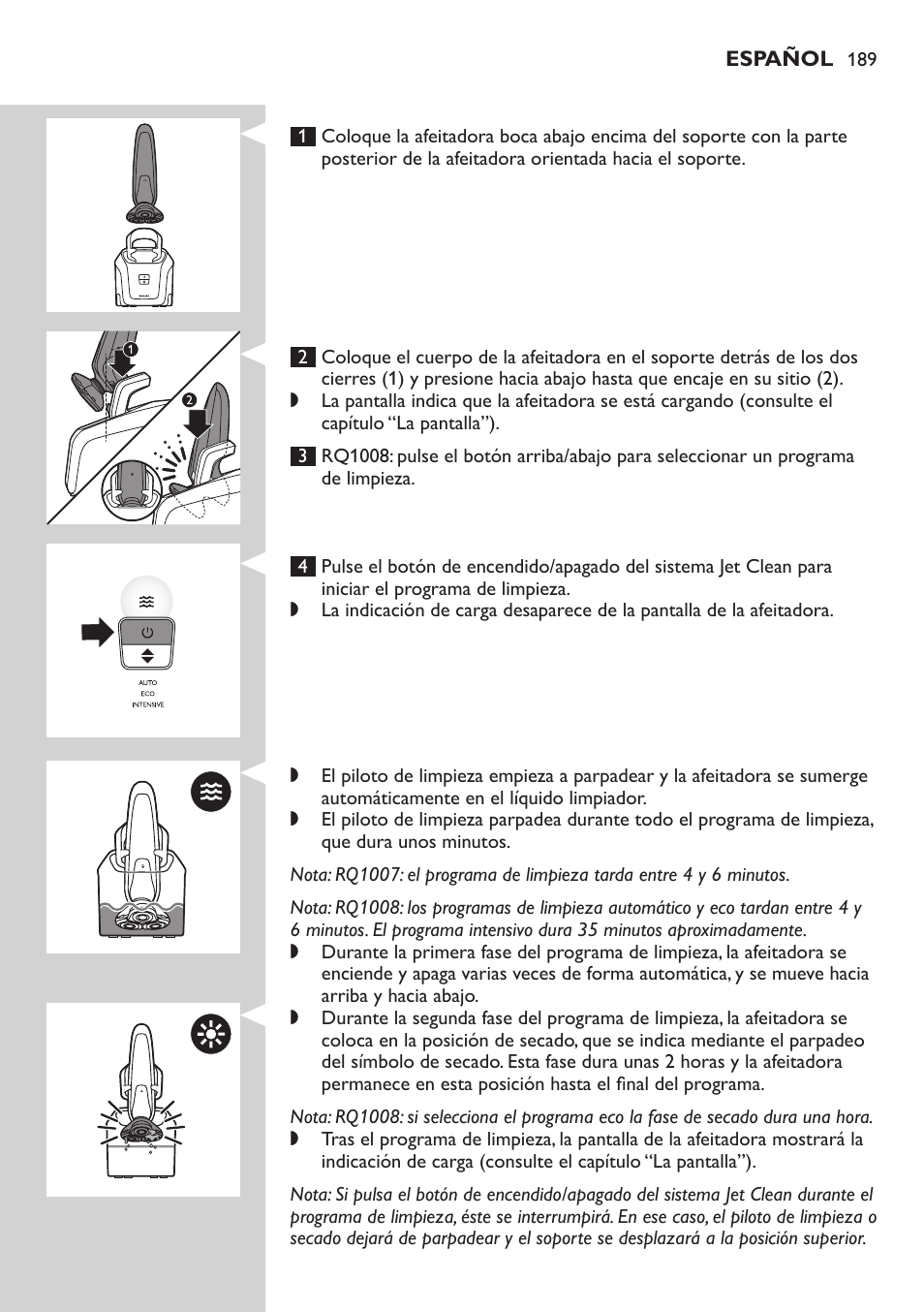 Philips SHAVER Series 9000 SensoTouch afeitadora eléctrica en húmedo y seco User Manual | Page 189 / 320