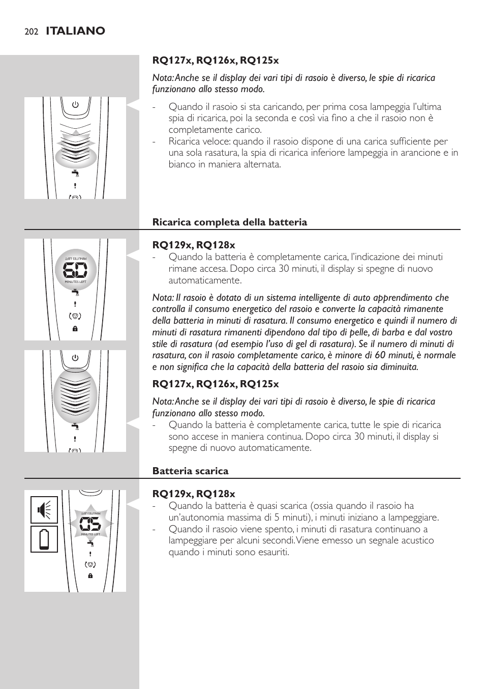 Italiano | Philips SHAVER Series 9000 SensoTouch afeitadora eléctrica en húmedo y seco User Manual | Page 202 / 320