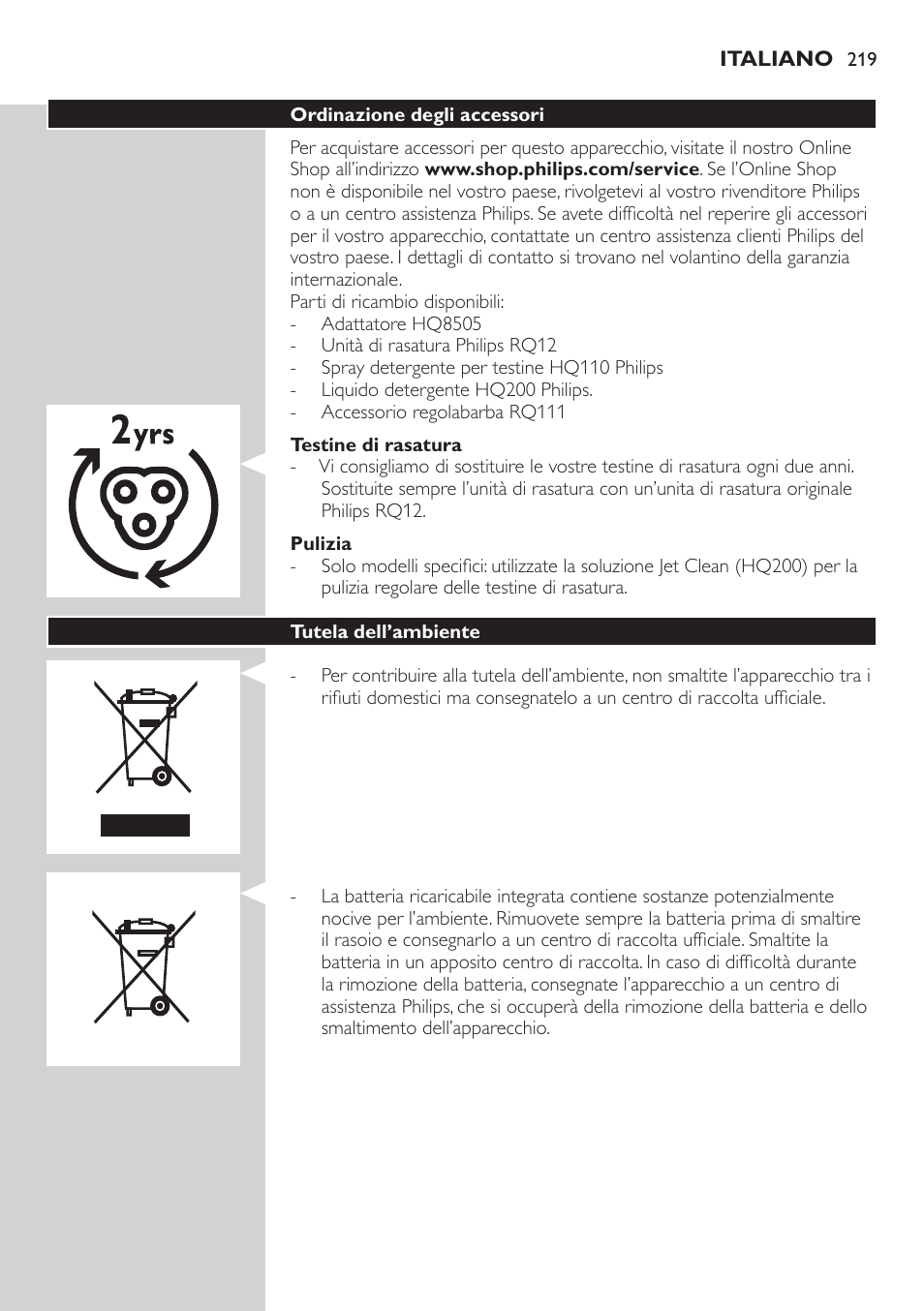 Philips SHAVER Series 9000 SensoTouch afeitadora eléctrica en húmedo y seco User Manual | Page 219 / 320