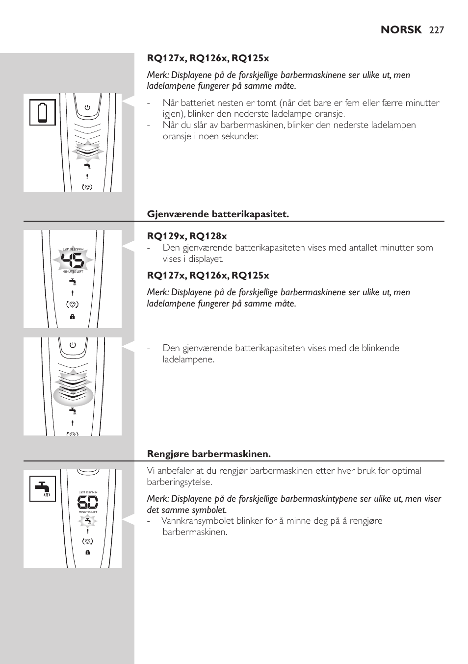 Norsk | Philips SHAVER Series 9000 SensoTouch afeitadora eléctrica en húmedo y seco User Manual | Page 227 / 320