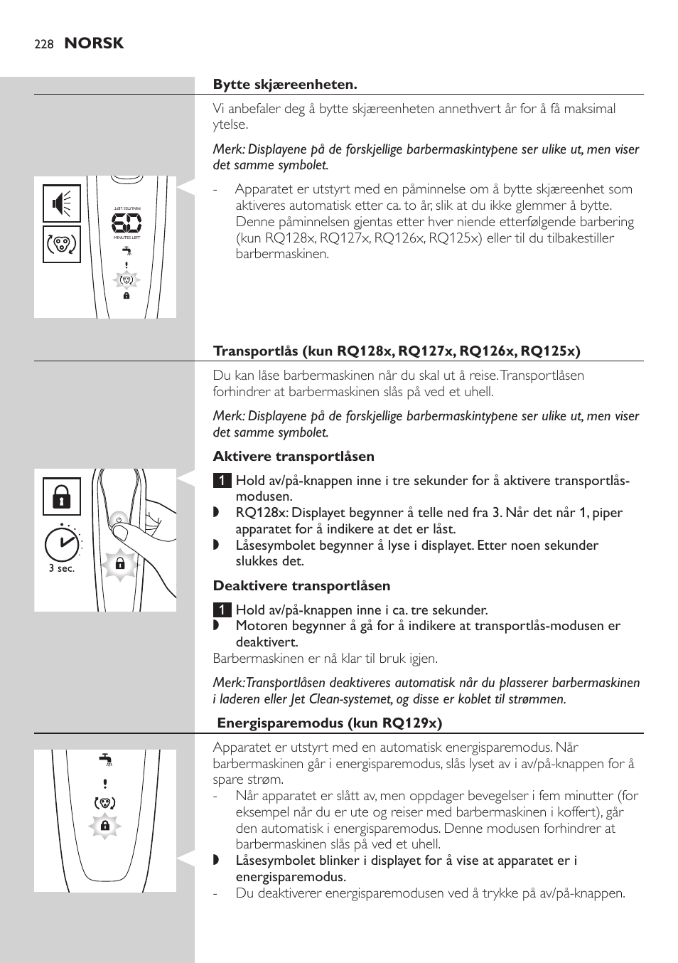 Philips SHAVER Series 9000 SensoTouch afeitadora eléctrica en húmedo y seco User Manual | Page 228 / 320