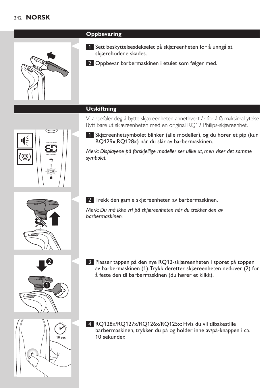 Philips SHAVER Series 9000 SensoTouch afeitadora eléctrica en húmedo y seco User Manual | Page 242 / 320