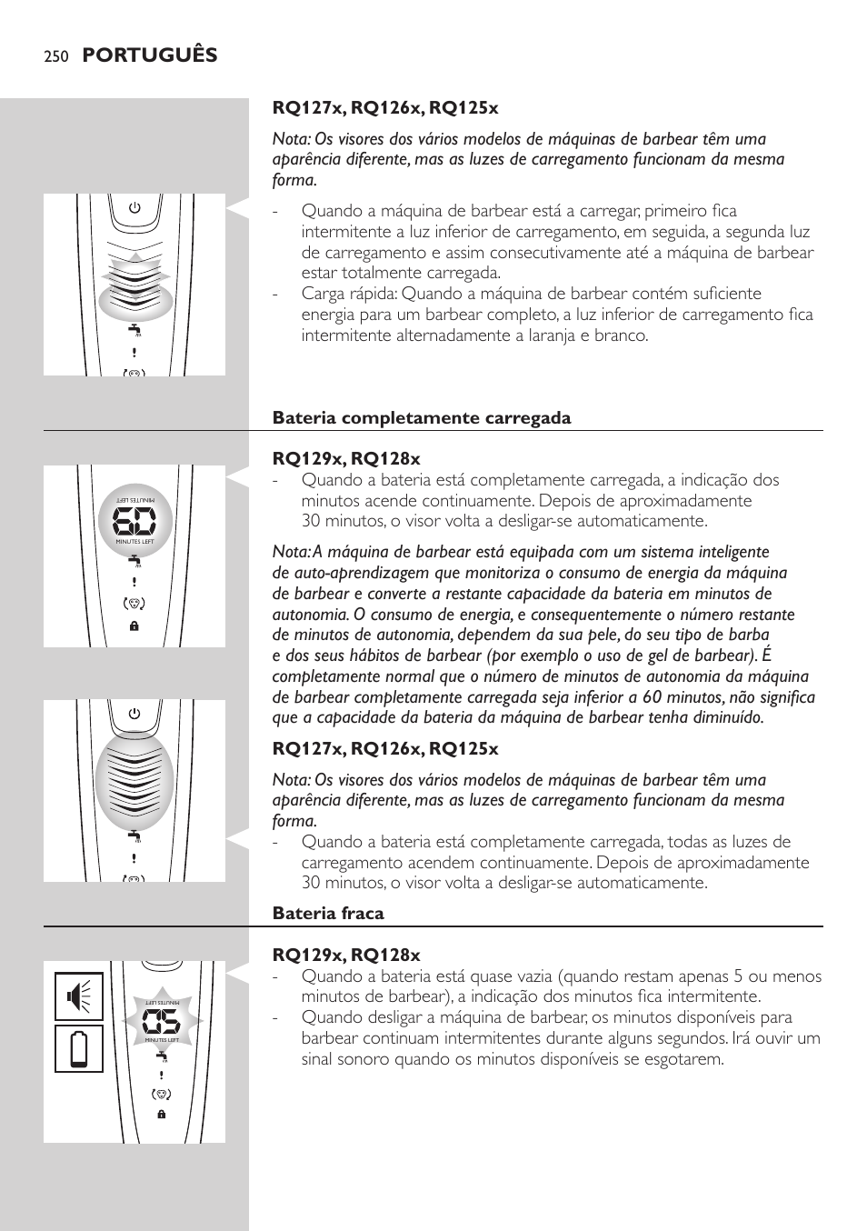 Philips SHAVER Series 9000 SensoTouch afeitadora eléctrica en húmedo y seco User Manual | Page 250 / 320