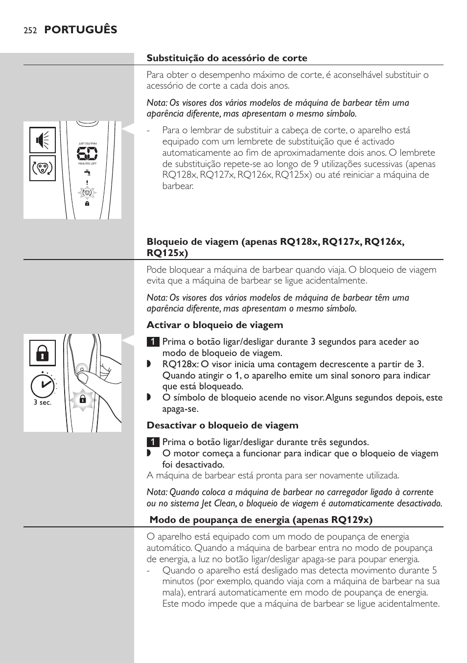 Philips SHAVER Series 9000 SensoTouch afeitadora eléctrica en húmedo y seco User Manual | Page 252 / 320