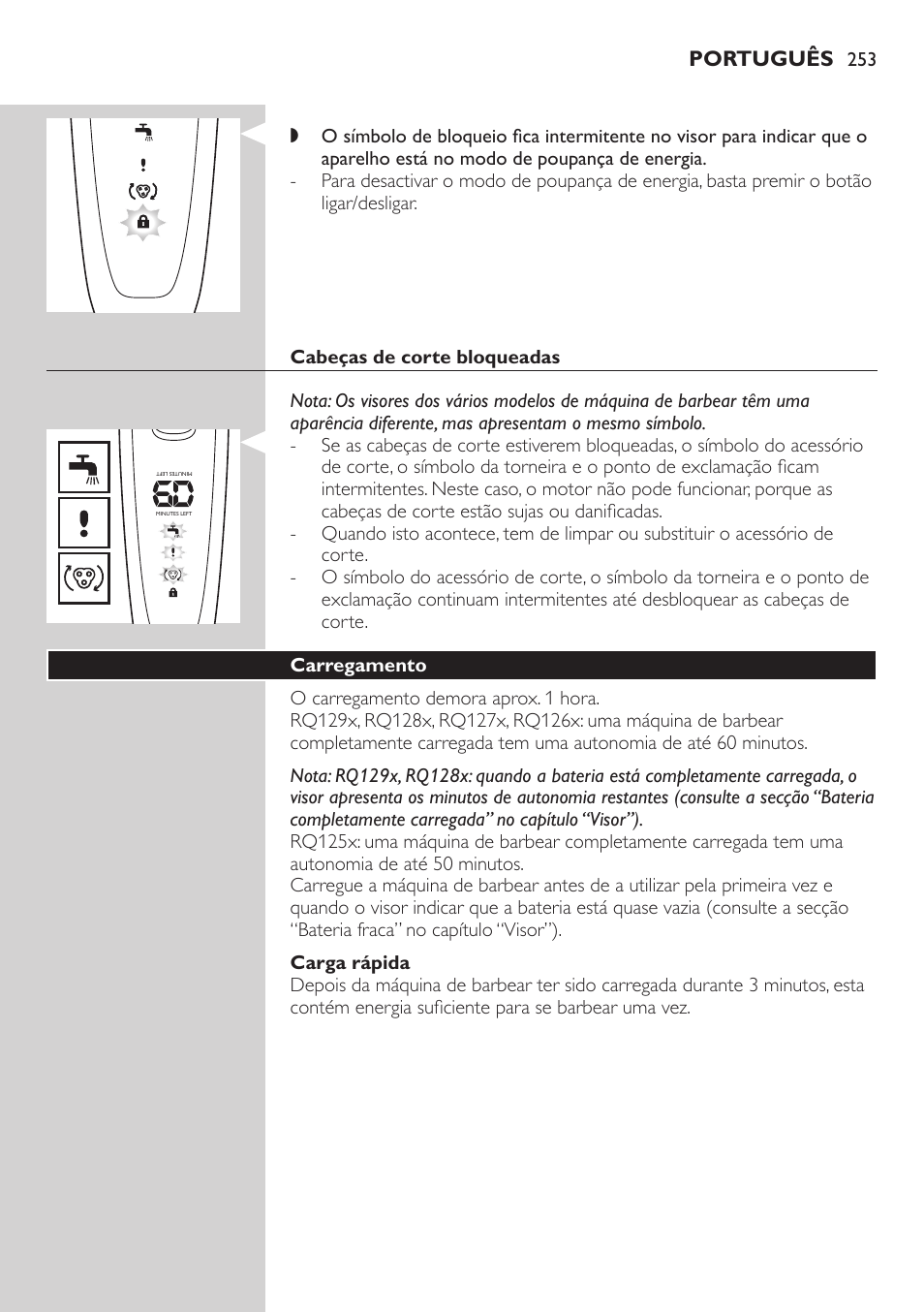 Philips SHAVER Series 9000 SensoTouch afeitadora eléctrica en húmedo y seco User Manual | Page 253 / 320