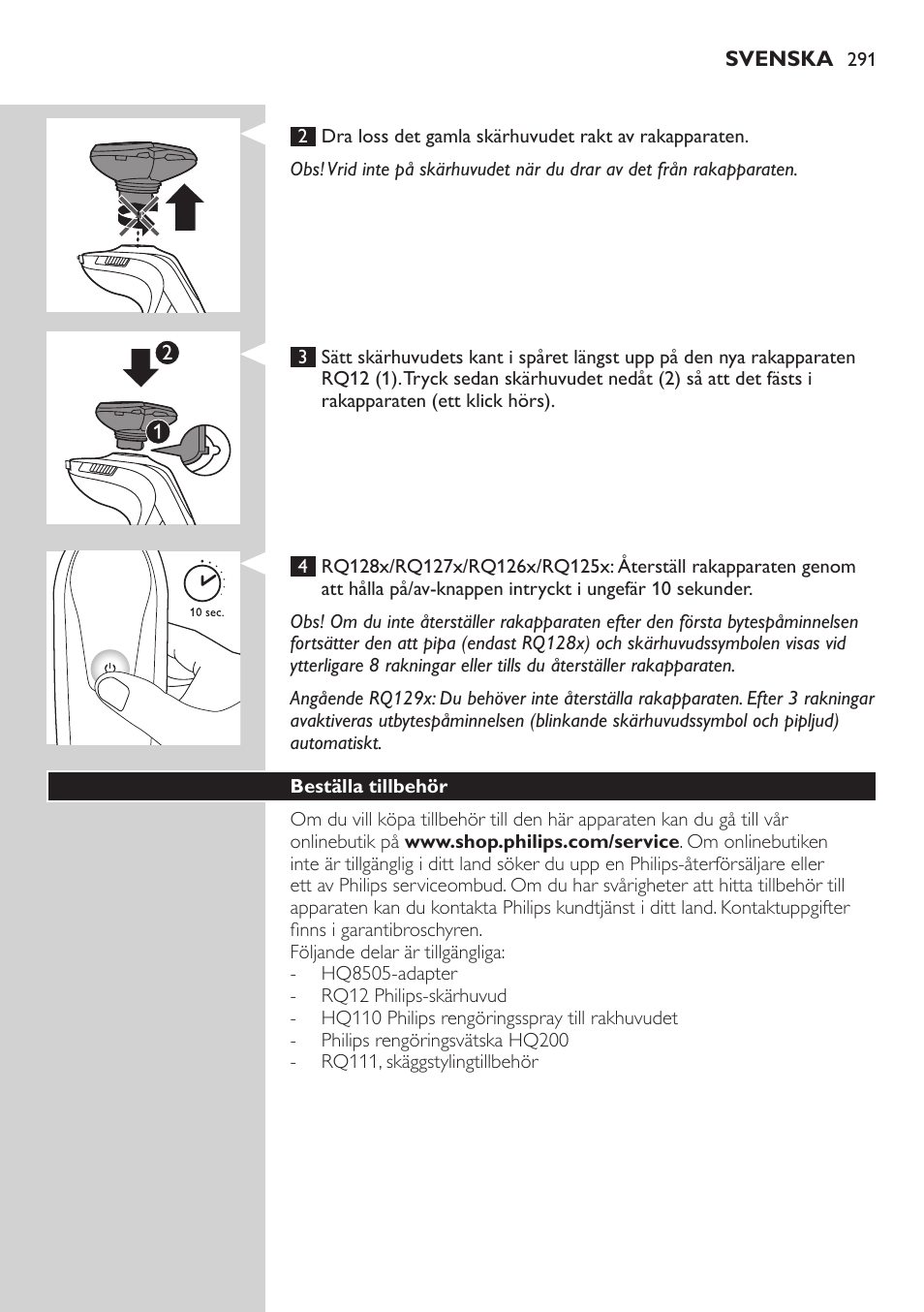 Philips SHAVER Series 9000 SensoTouch afeitadora eléctrica en húmedo y seco User Manual | Page 291 / 320