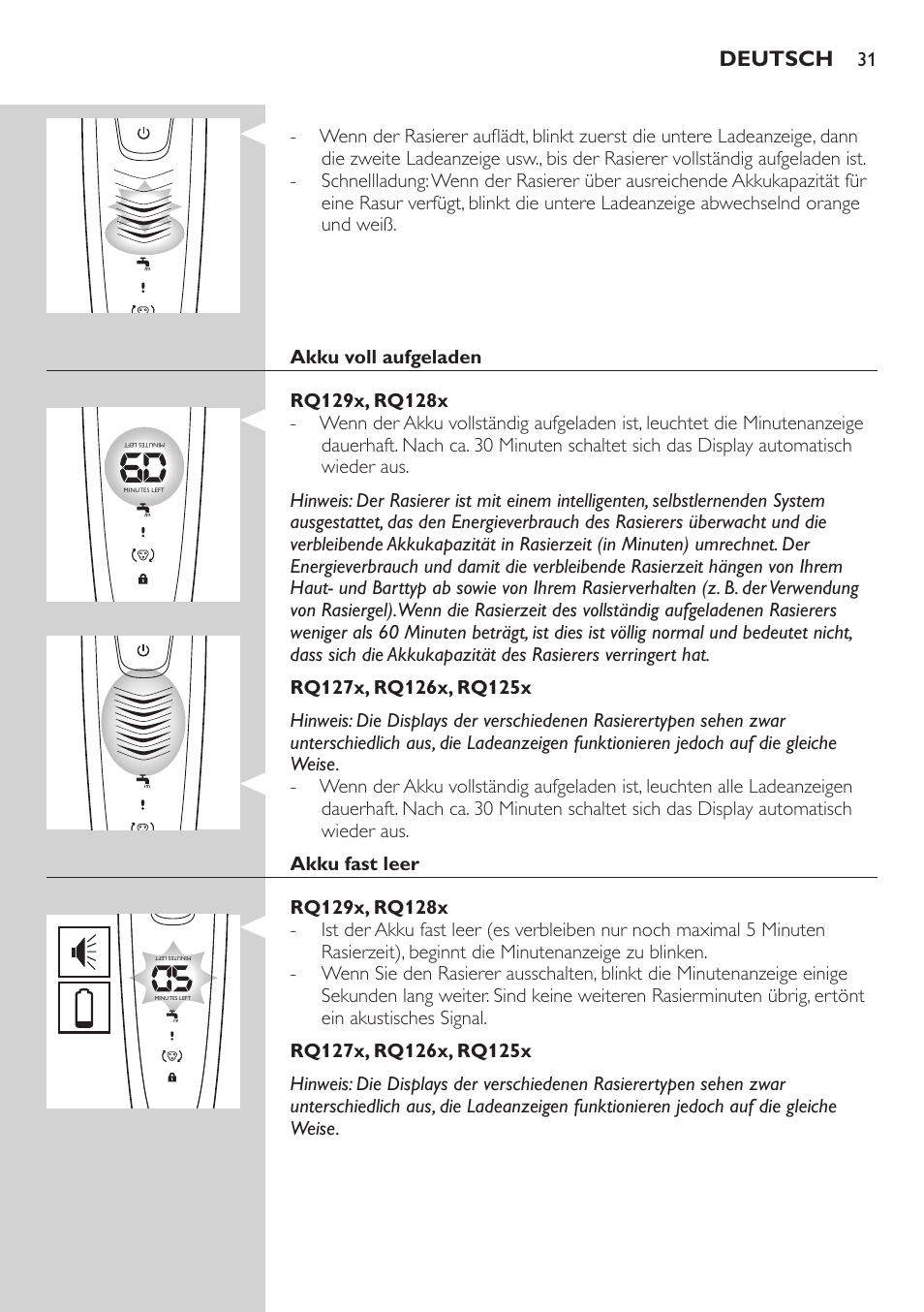 Philips SHAVER Series 9000 SensoTouch afeitadora eléctrica en húmedo y seco User Manual | Page 31 / 320