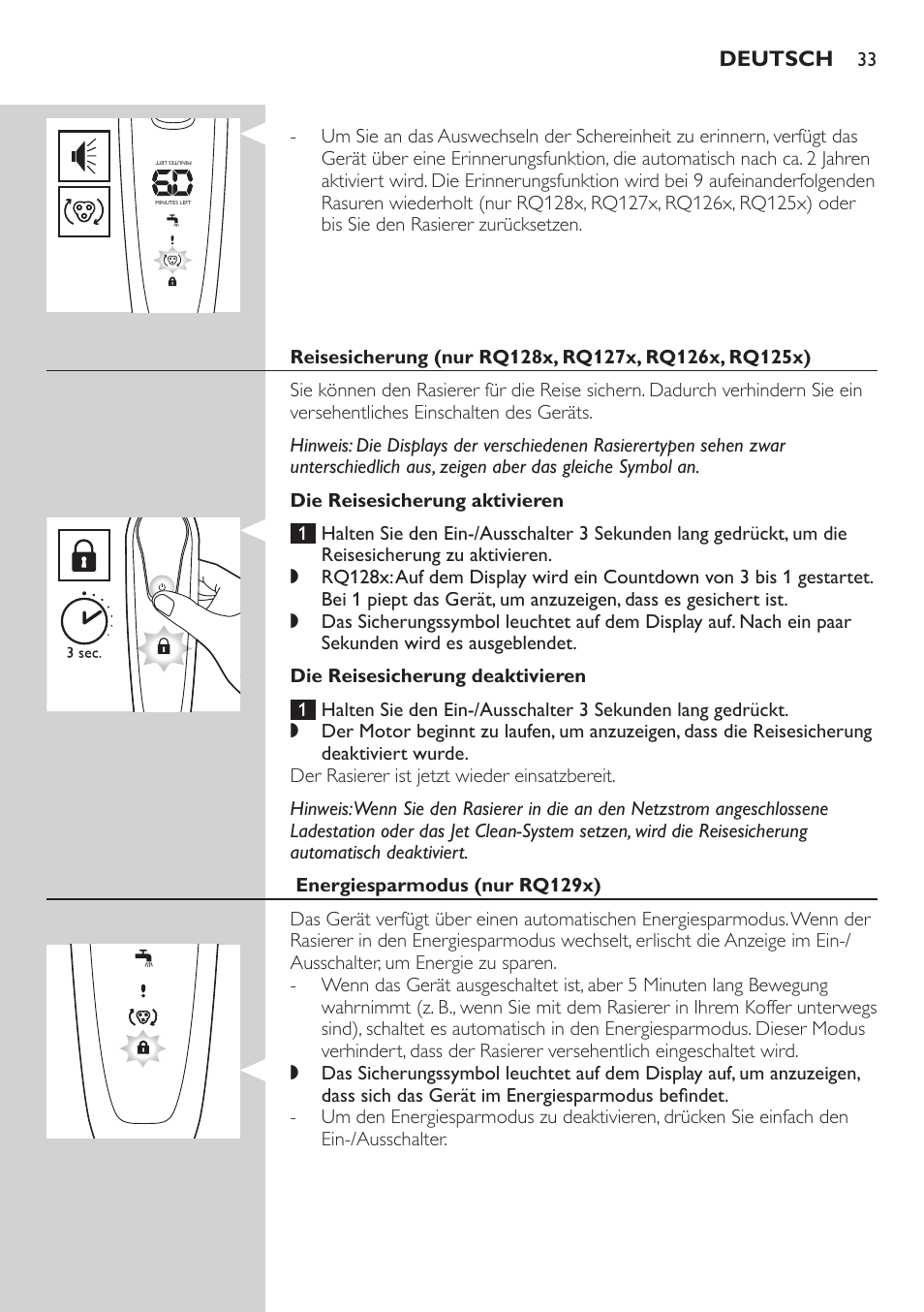 Philips SHAVER Series 9000 SensoTouch afeitadora eléctrica en húmedo y seco User Manual | Page 33 / 320