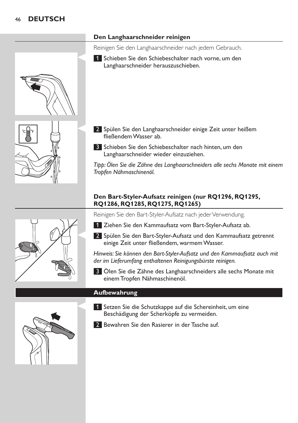 Philips SHAVER Series 9000 SensoTouch afeitadora eléctrica en húmedo y seco User Manual | Page 46 / 320