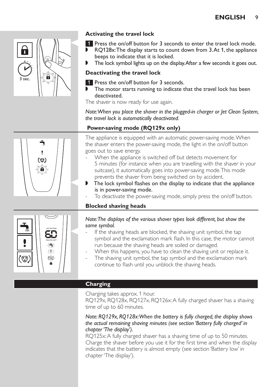 Philips SHAVER Series 9000 SensoTouch afeitadora eléctrica en húmedo y seco User Manual | Page 9 / 320