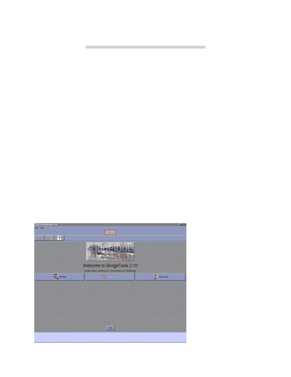 4 the bridgetools graphical interface is ready, The graphical interface, Exhibit 4-1 the bridgetools welcome screen | 4 the bridgetools graphical interface is ready | ATTO Technology 3100 User Manual | Page 10 / 28