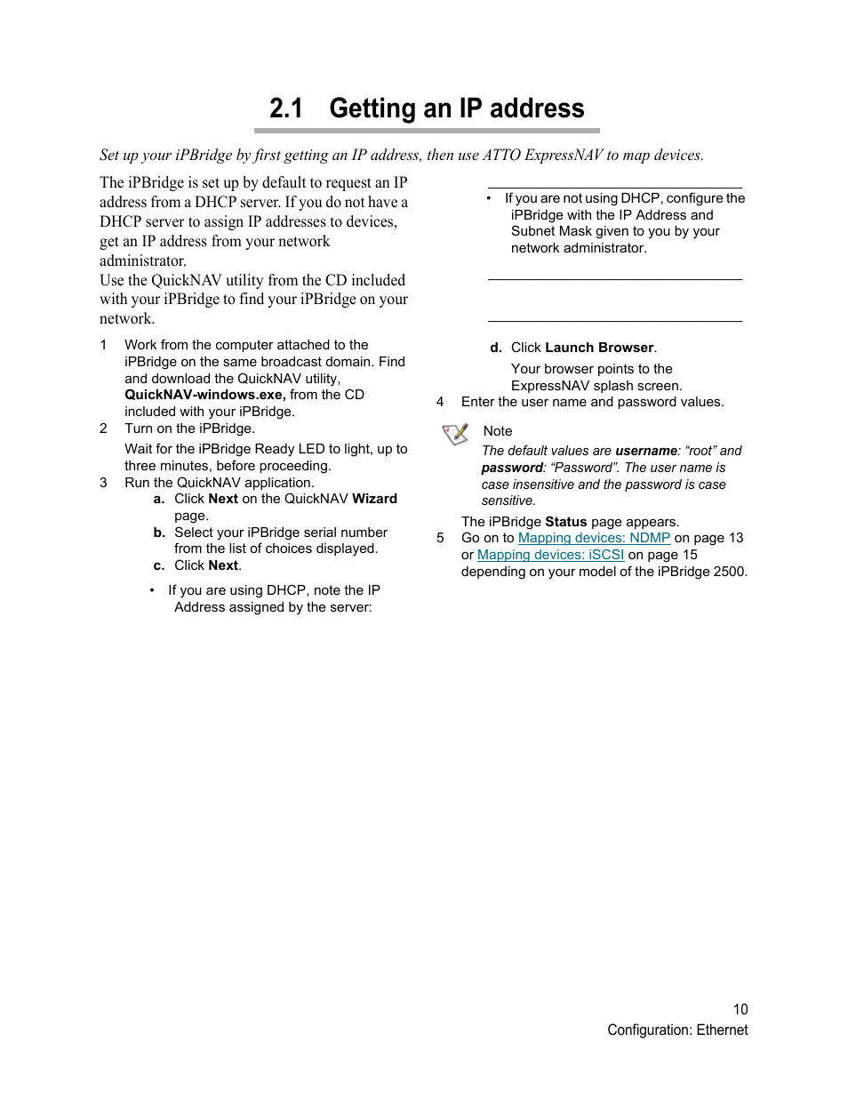 1 getting an ip address, Getting an ip address | ATTO Technology 2500C User Manual | Page 19 / 77