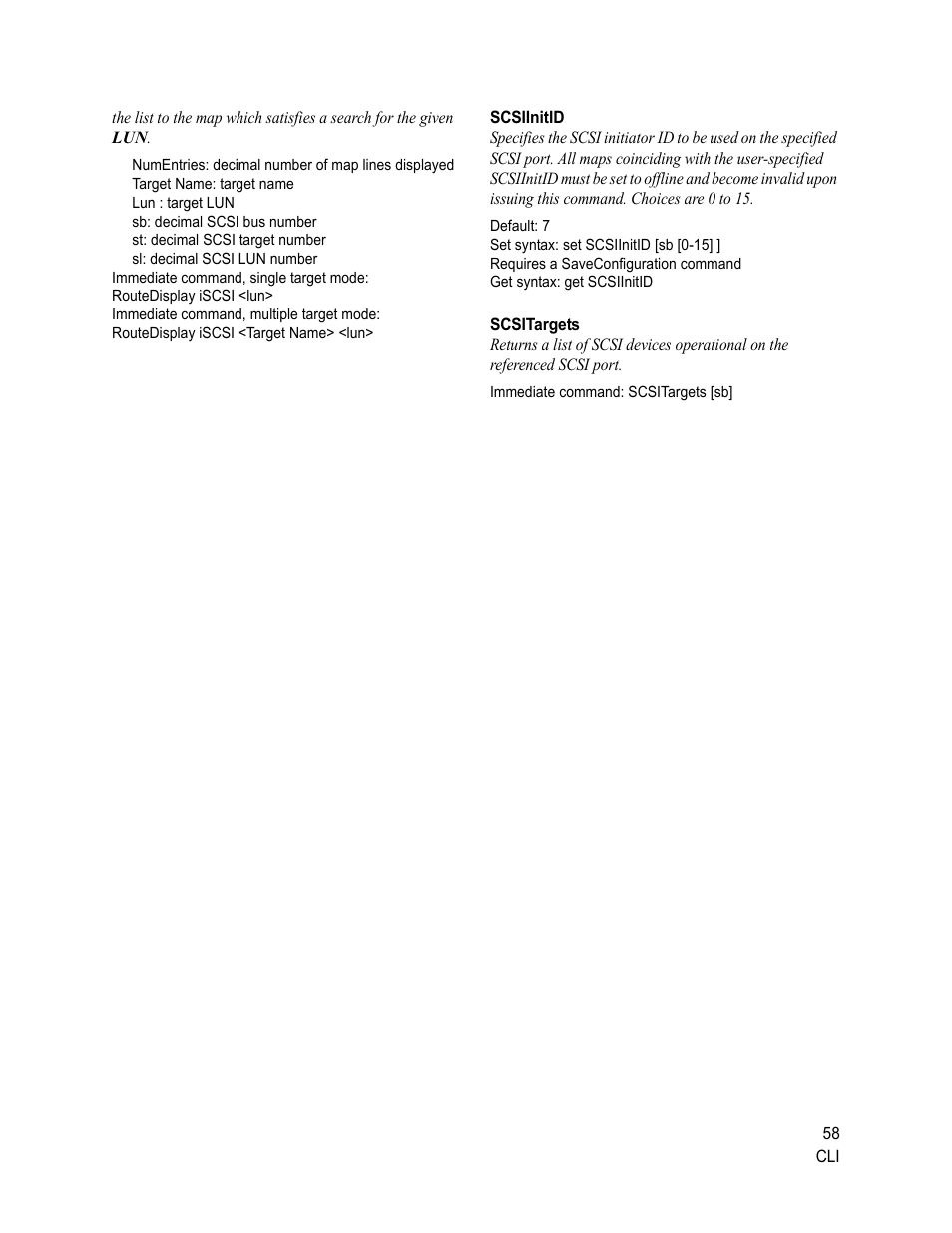 Scsiinitid, Scsitargets, Scsiinitid scsitargets | ATTO Technology 2500C User Manual | Page 67 / 77