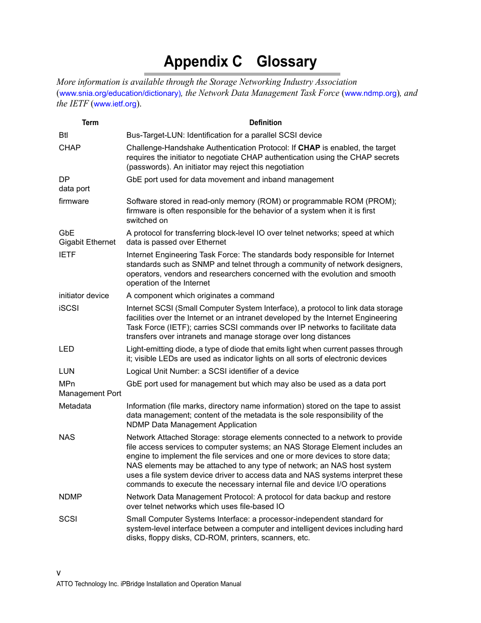 Appendix c glossary | ATTO Technology 2500C User Manual | Page 72 / 77