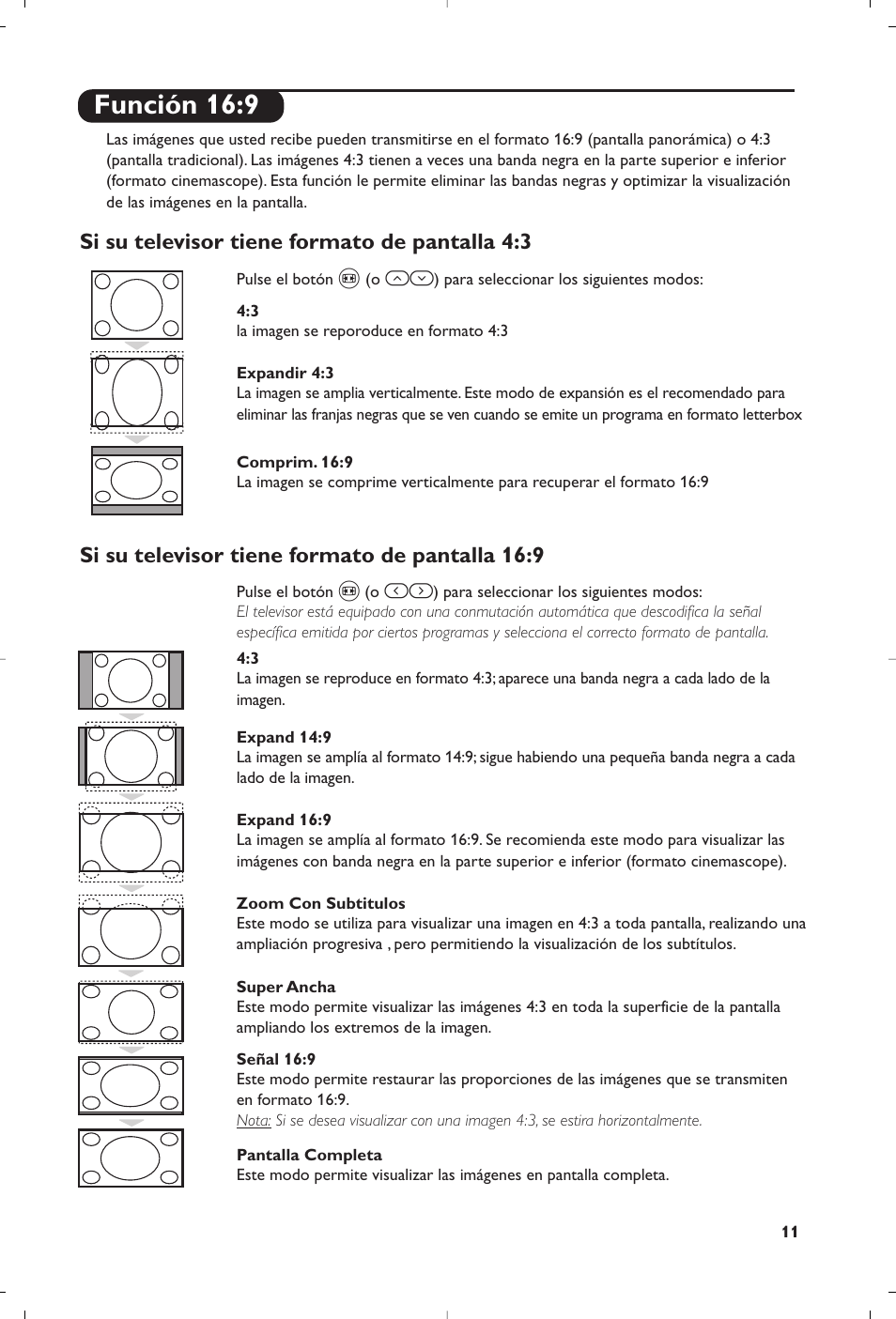 Función 16:9 | Philips Flat TV User Manual | Page 131 / 144