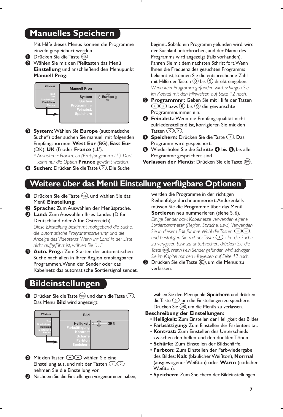 Bildeinstellungen | Philips Flat TV User Manual | Page 31 / 144