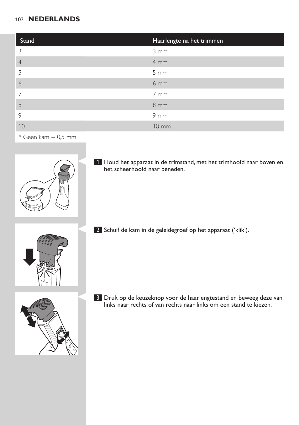 Philips StyleShaver Perfilador y afeitadora resistente al agua User Manual | Page 102 / 158