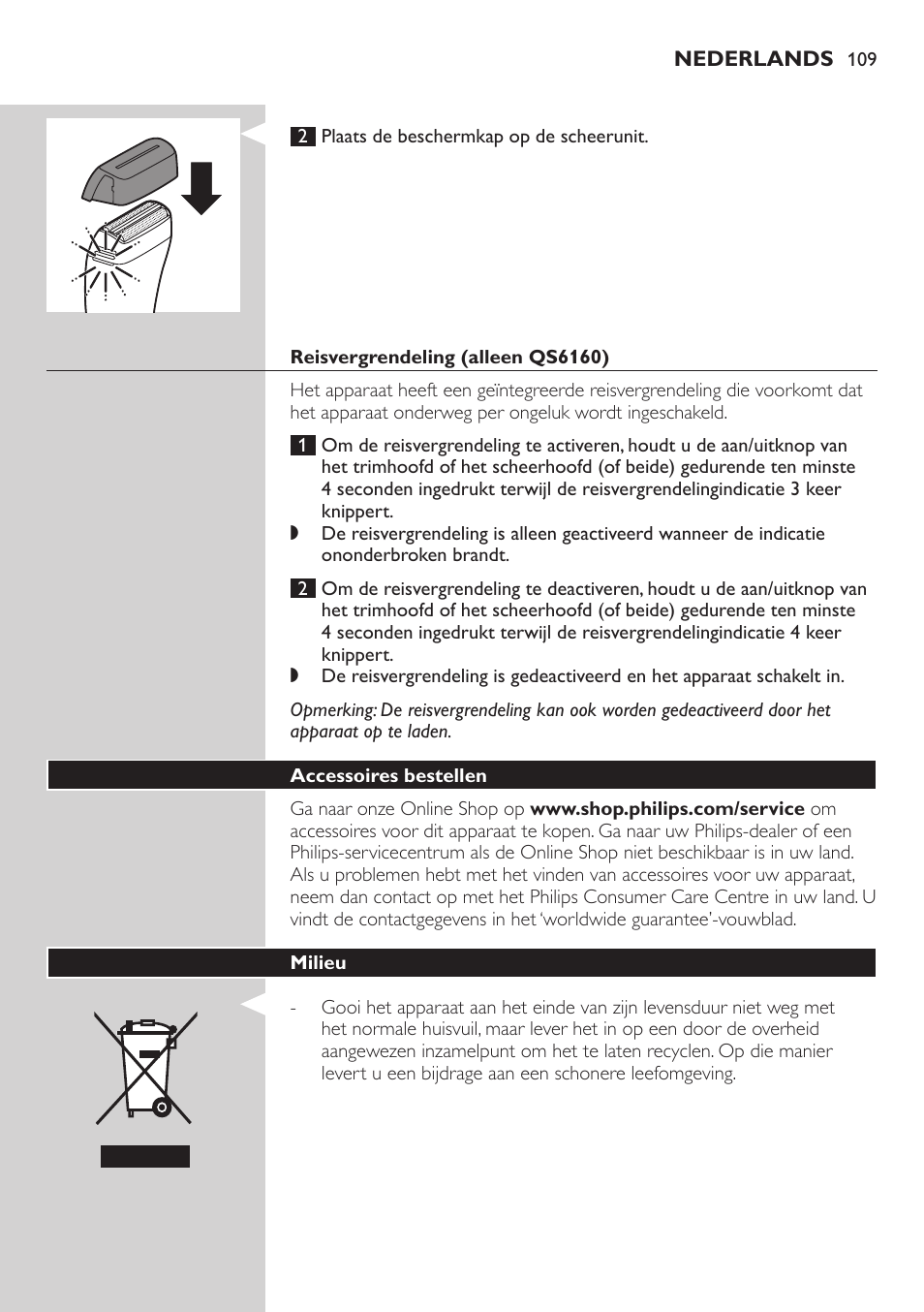 Philips StyleShaver Perfilador y afeitadora resistente al agua User Manual | Page 109 / 158