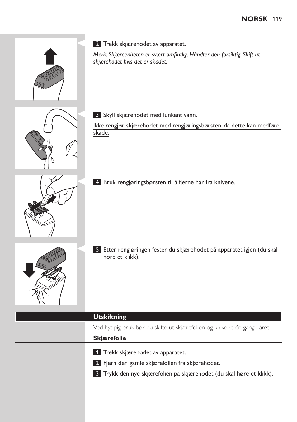 Philips StyleShaver Perfilador y afeitadora resistente al agua User Manual | Page 119 / 158