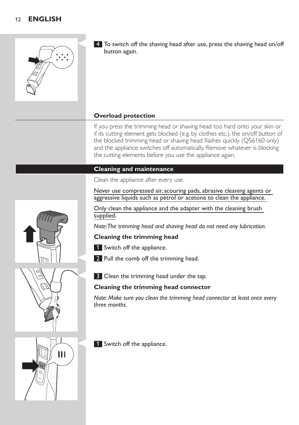 Philips StyleShaver Perfilador y afeitadora resistente al agua User Manual | Page 12 / 158