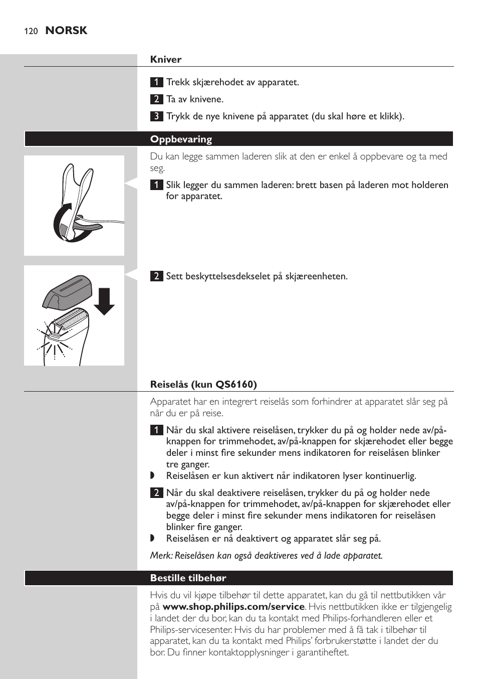 Philips StyleShaver Perfilador y afeitadora resistente al agua User Manual | Page 120 / 158