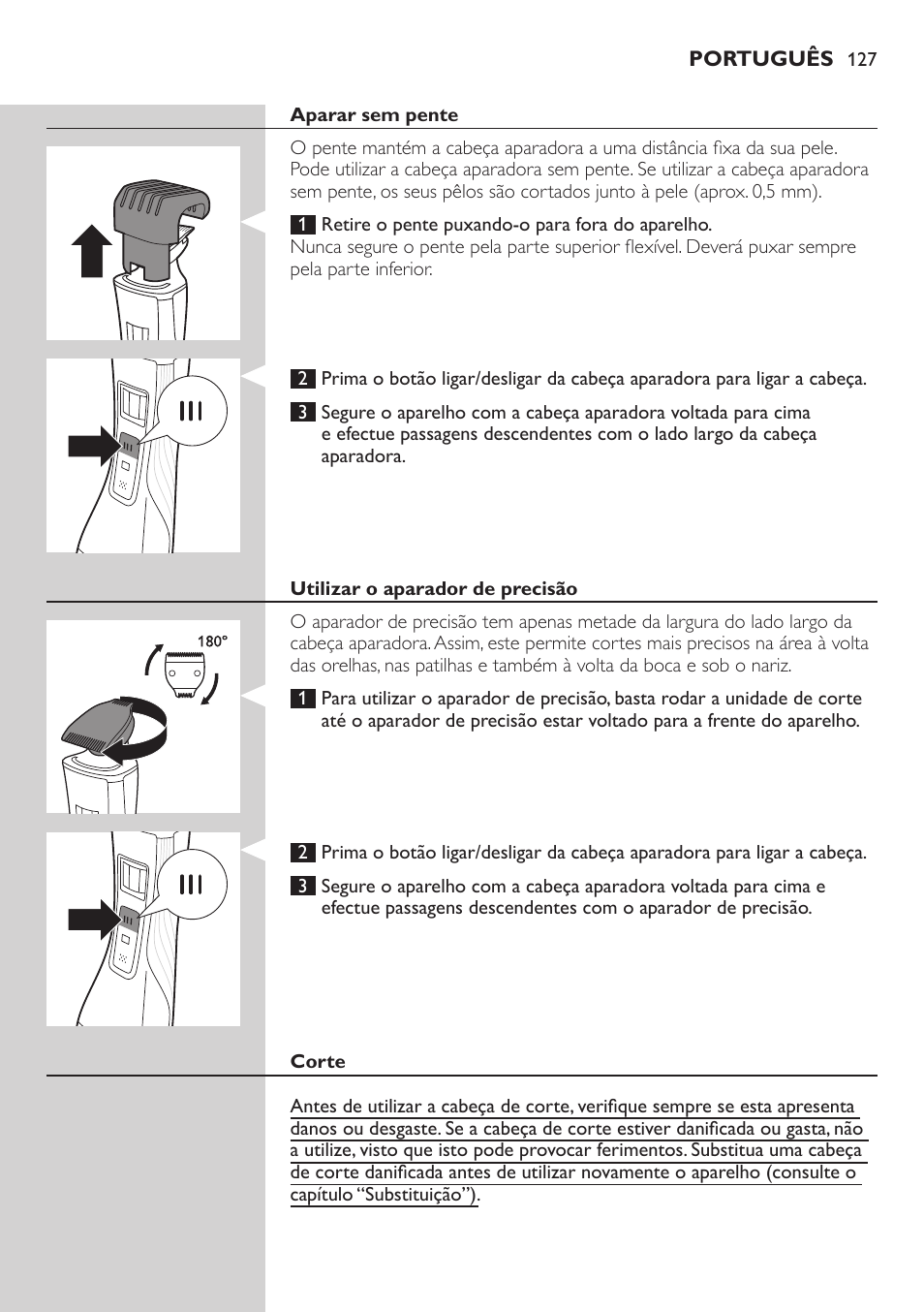 Philips StyleShaver Perfilador y afeitadora resistente al agua User Manual | Page 127 / 158