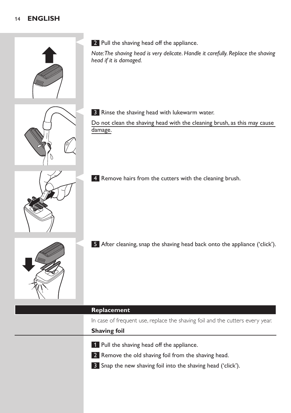 Philips StyleShaver Perfilador y afeitadora resistente al agua User Manual | Page 14 / 158