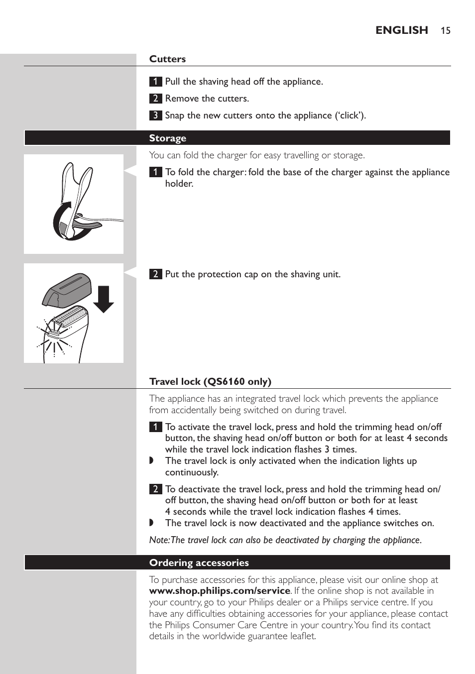 Philips StyleShaver Perfilador y afeitadora resistente al agua User Manual | Page 15 / 158