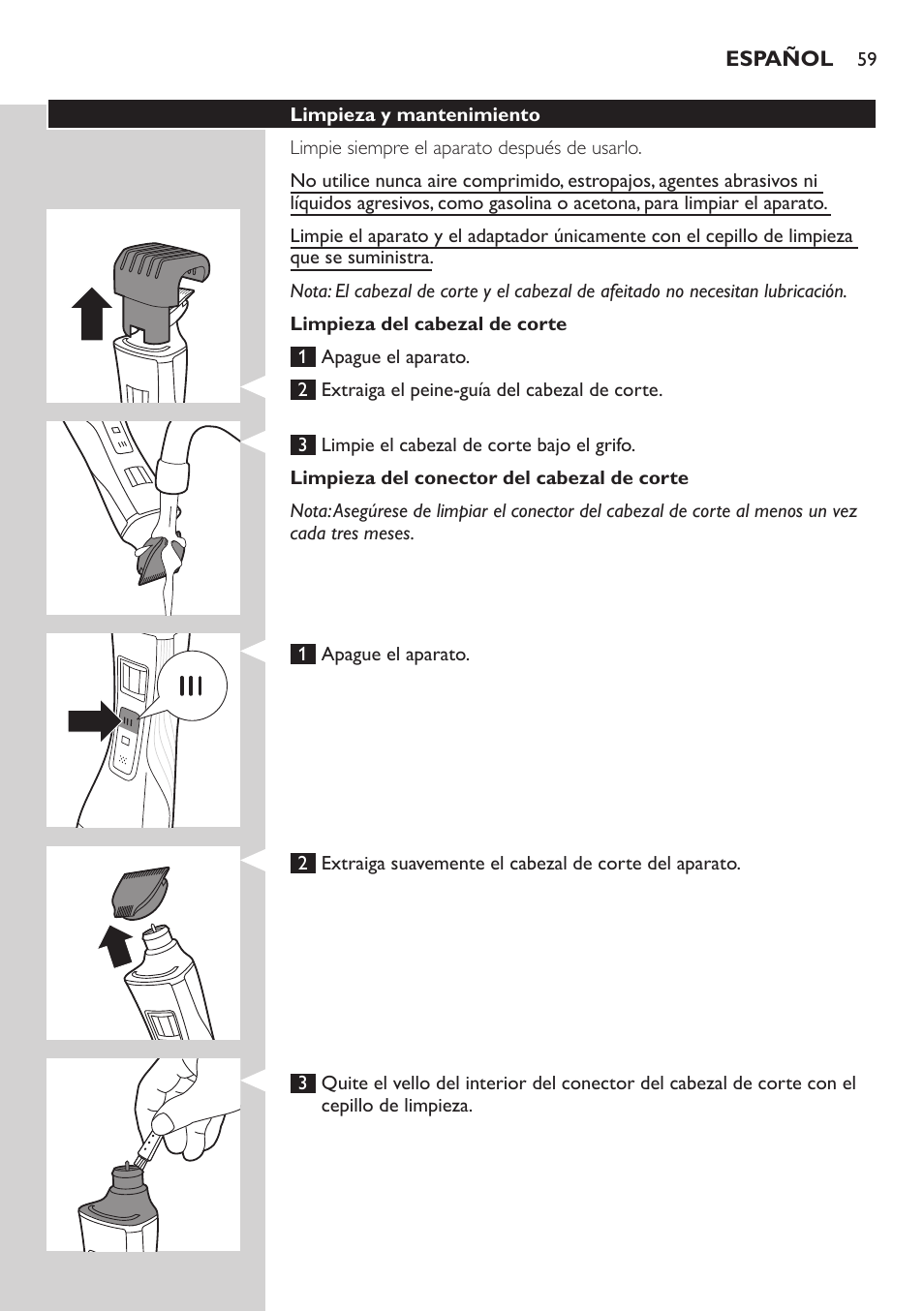 Philips StyleShaver Perfilador y afeitadora resistente al agua User Manual | Page 59 / 158